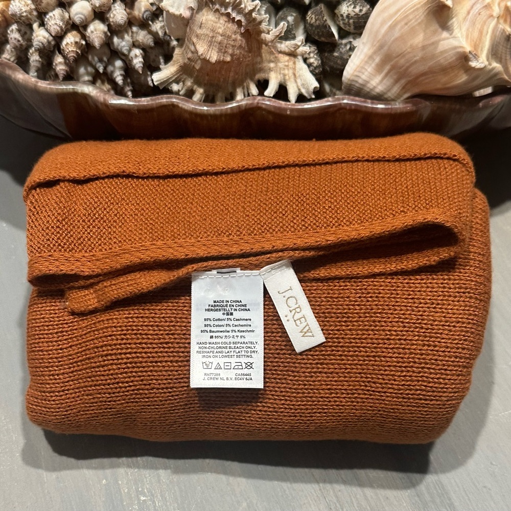 NWOT…J. Crew Terra-cotta/Rust Cotton and Cashmere Knit Poncho - Picture 5 of 7
